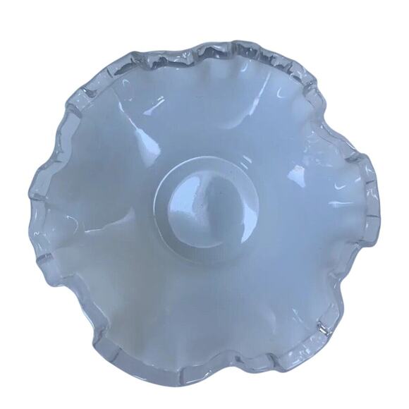 Fenton Style Opalescent Silver Crest White Glass Bonbon Candy Dish Vintage - Picture 2 of 11